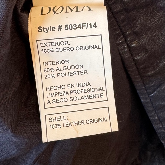 DOMA Genuine Leather Moto Jacket – Size M (New, Never Worn) - Picture 4 of 4